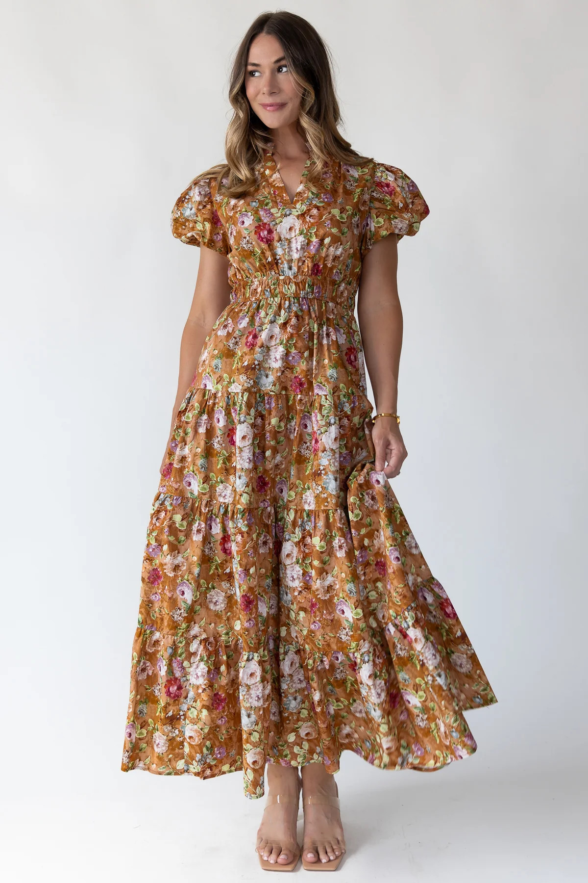 Britton Terracotta Floral Maxi Dress | JO+CO