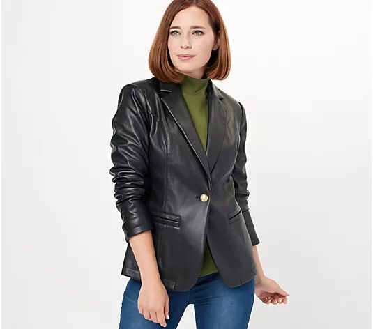 G.I.L.I. Faux Leather Blazer | QVC