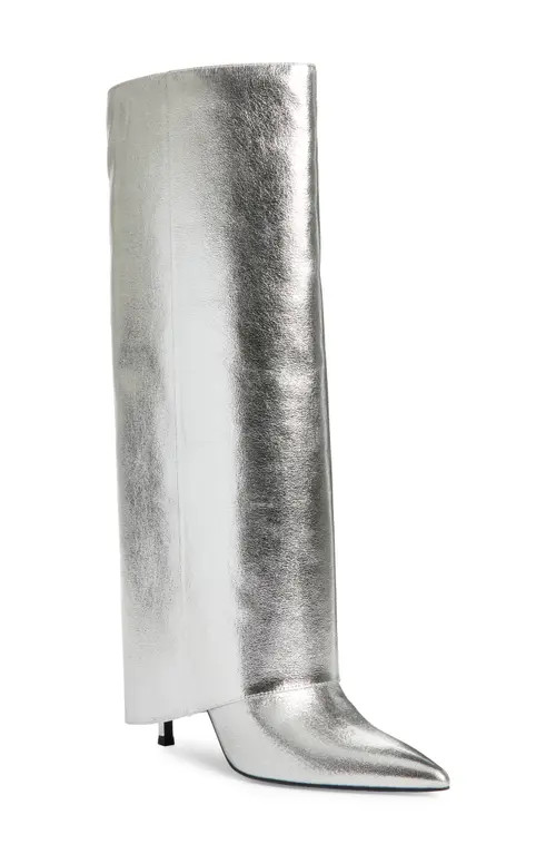 Open Edit Nyomi Tall Boot in Silver Metallic at Nordstrom, Size 8.5 | Nordstrom