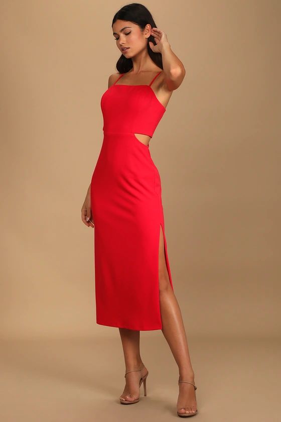 Only the Good Times Red Sleeveless Cutout Midi Dress | Lulus (US)