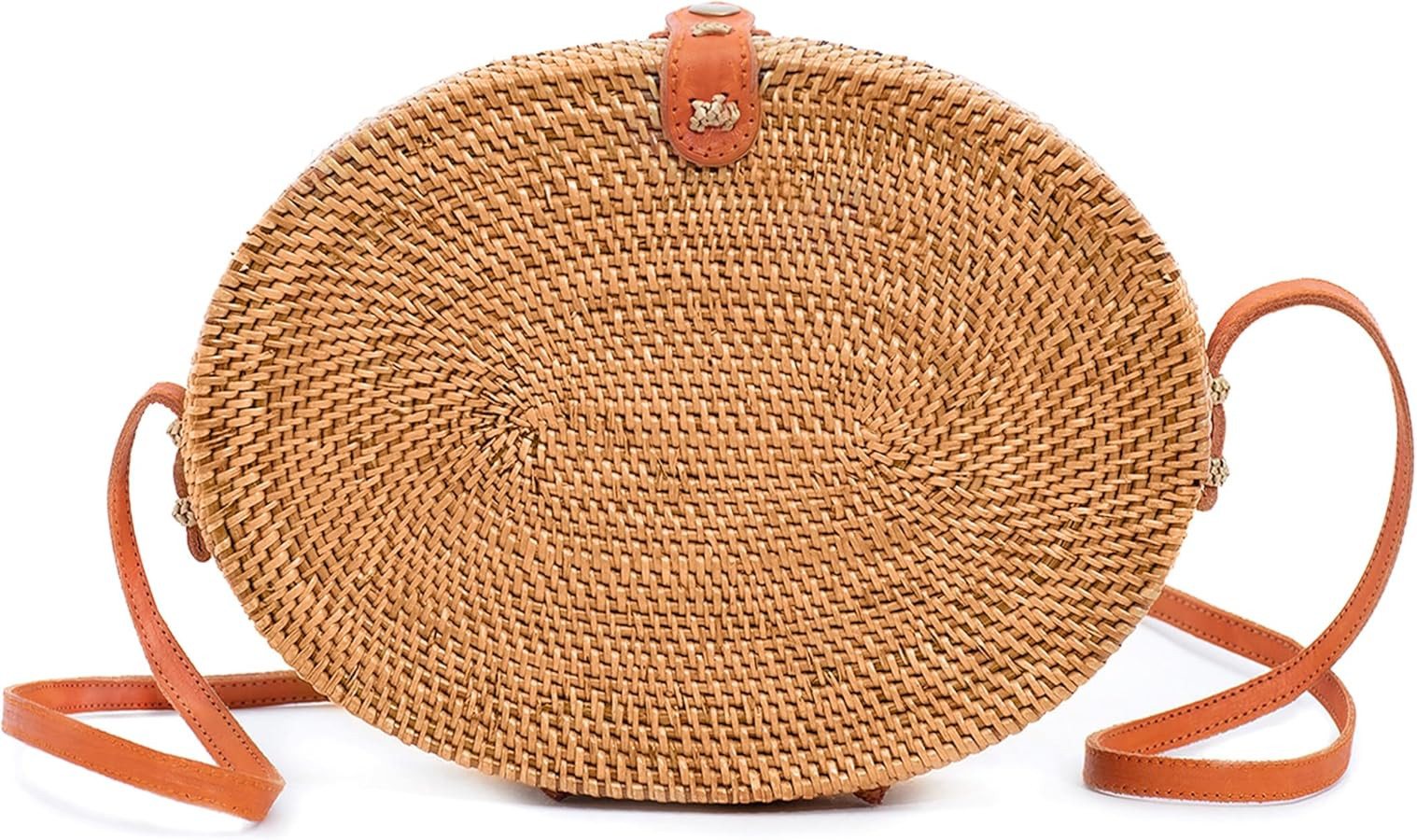 Novum Crafts Round Rattan Bag for Women - Handmade Ata Wicker Woven Purse - Circle, Square, Oval ... | Amazon (US)