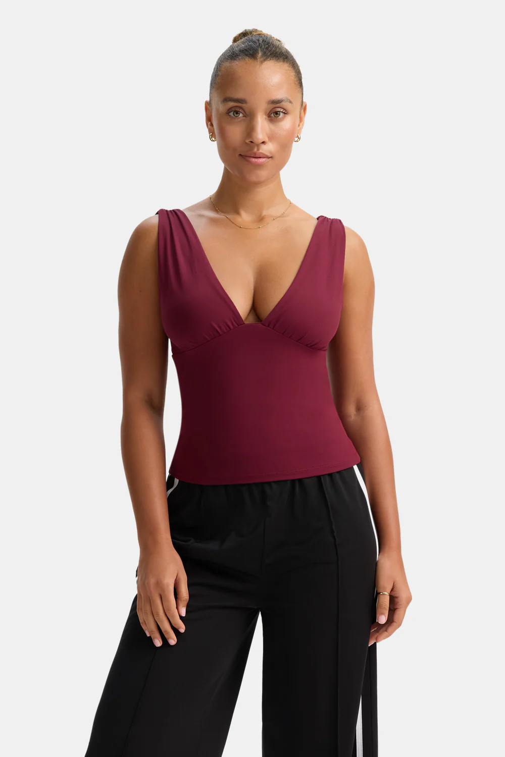 365 Plunge Neckline Top - Mocha Brown | TALA (UK)