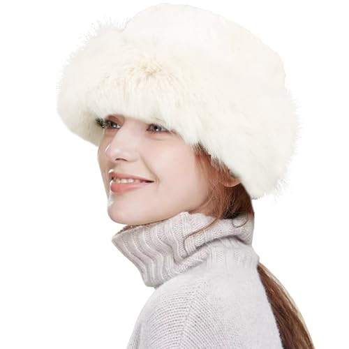 HH HOFNEN Winter Bucket Hat Fluffy Faux Fur Fisherman Plush Warm Hats Cute Fuzzy Bucket Hat for Women (Solid-3-Beige) | Amazon (US)