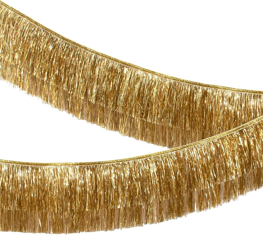 Meri Meri Gold Tinsel Fringe Party Banner (Pack of 1), 10' Gold Party Garland Including Excess Co... | Amazon (US)