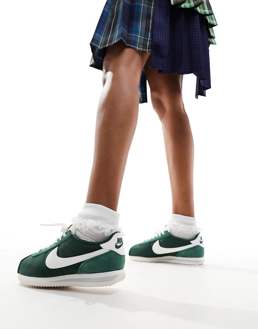 Nike Cortez TXT unisex trainers in fir green and white | ASOS (Global)