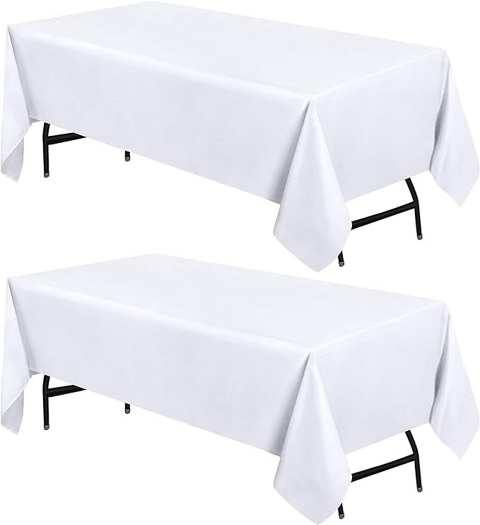 Utopia Kitchen Rectangle Table Cloth 2 Pack [60x120 Inches, White] Tablecloth Machine Washable Fa... | Amazon (US)
