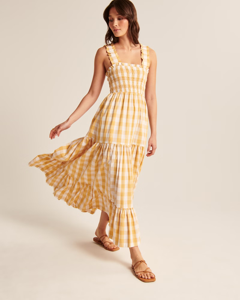 Women's Smocked Bodice Easy Maxi Dress | Women's Clearance | Abercrombie.com | Abercrombie & Fitch (US)
