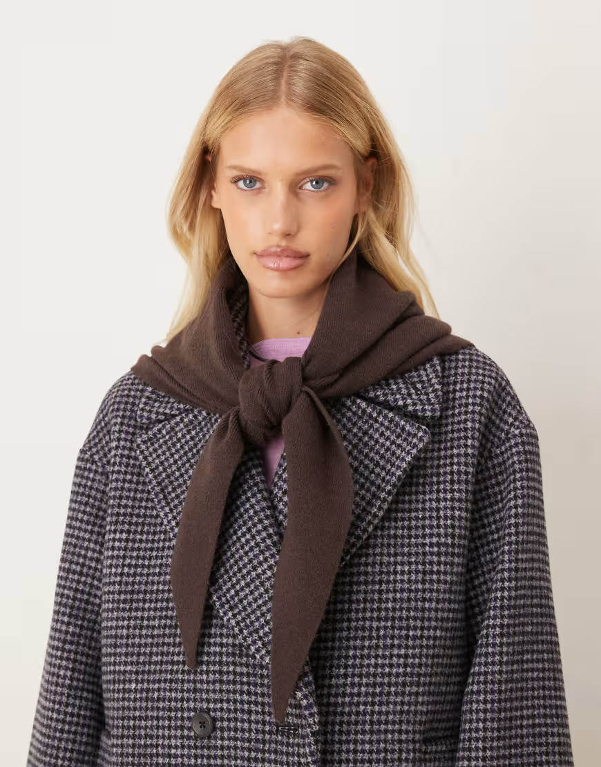 My Accessories knitted triangle scarf in brown | ASOS (Global)