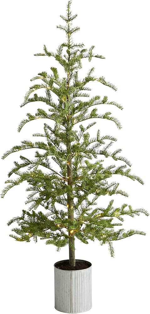 Nearly Natural 5.5ft. Pre-Lit Pine Artificial Christmas Tree in Decorative Planter with 150 Light... | Amazon (US)