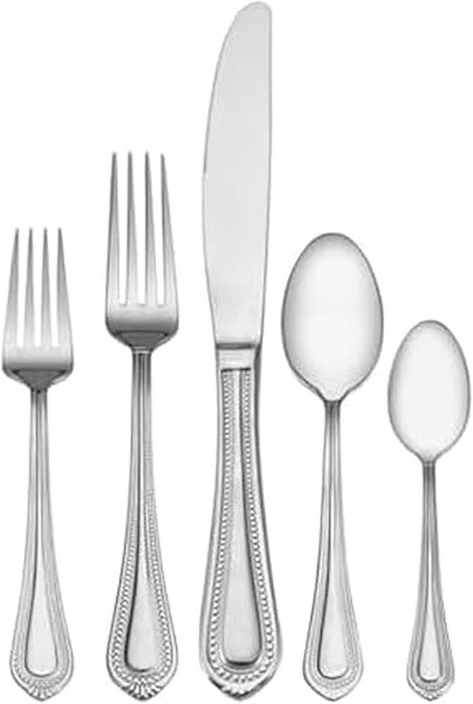Mikasa Regent Bead 65-Piece Flatware Set for 12, 18/10 Stainless Steel Silverware with Full Servi... | Amazon (US)