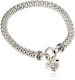 NINE WEST Women's Silvertone Crystal Pave Heart Stretch Bracelet | Amazon (US)