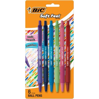 BIC Soft Feel Retractable Ball Pens, 1.0 mm Point, 6 ct | CVS Health