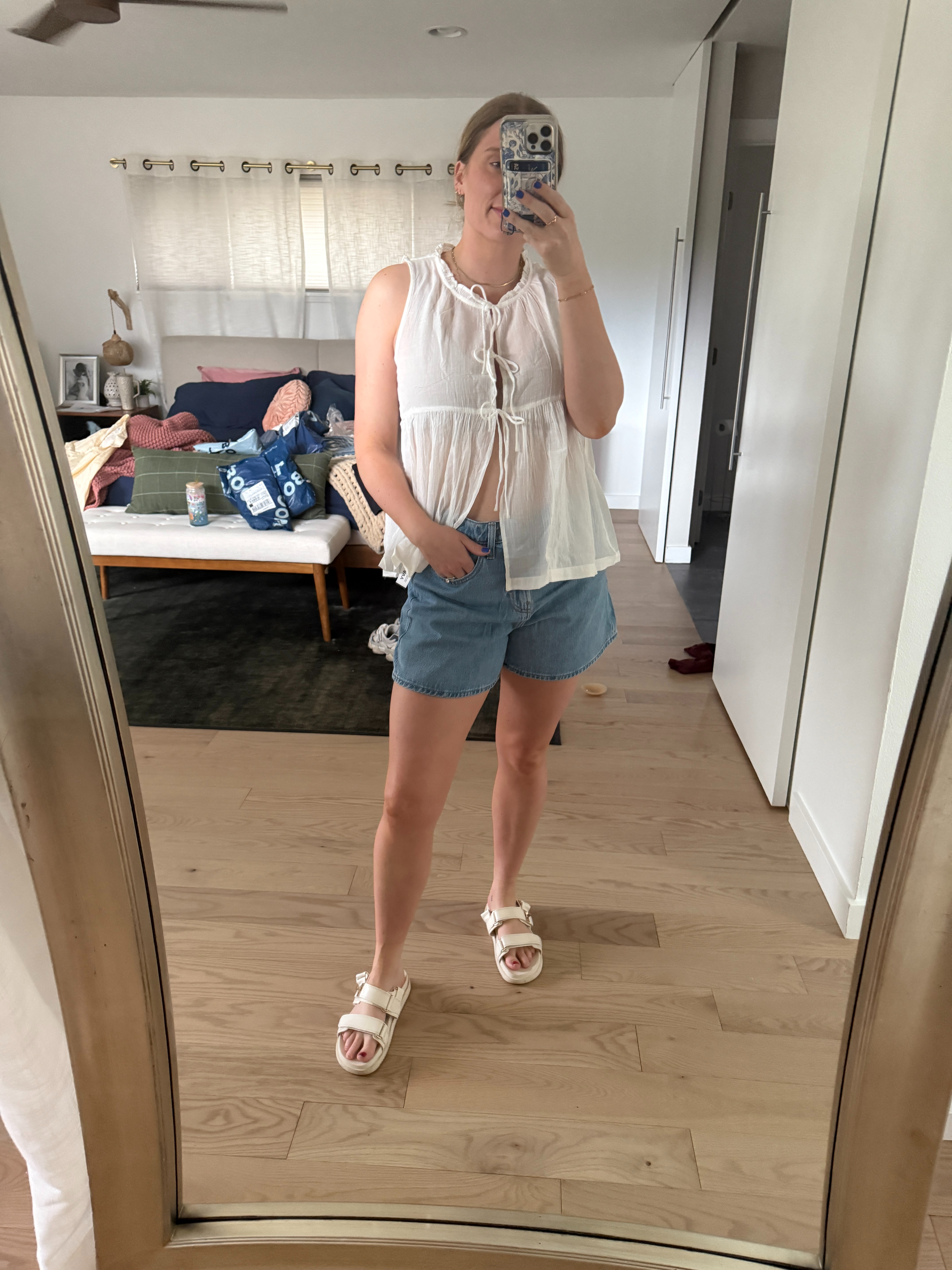 This tie-top & the perfect length shorts IMO. Okay, Old Navy!!! 

 #LTKSaleAlert