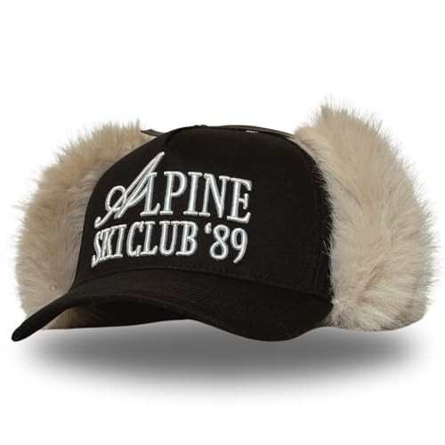 Vintage Fashion Trucker Hat | Men & Women | Embroidered Western Trendy Baseball Caps | Country Cute Retro Hats for Cowgirls & Cowboys | Camo Fur Cotton | Snapback Hat (Alpine Ski Club | Black + Fur) | Amazon (US)