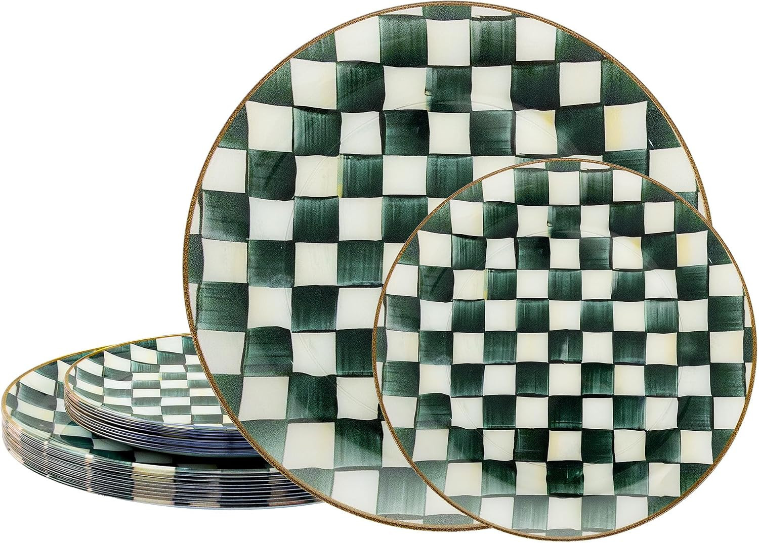 20PCS Green Plastic Plates for Party,Retro Checkered Plates Disposable | Amazon (US)
