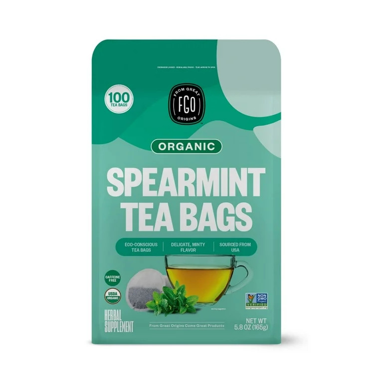 FGO Spearmint Tea, Organic, Eco-Conscious Tea Bags (100 Count) | Walmart (US)