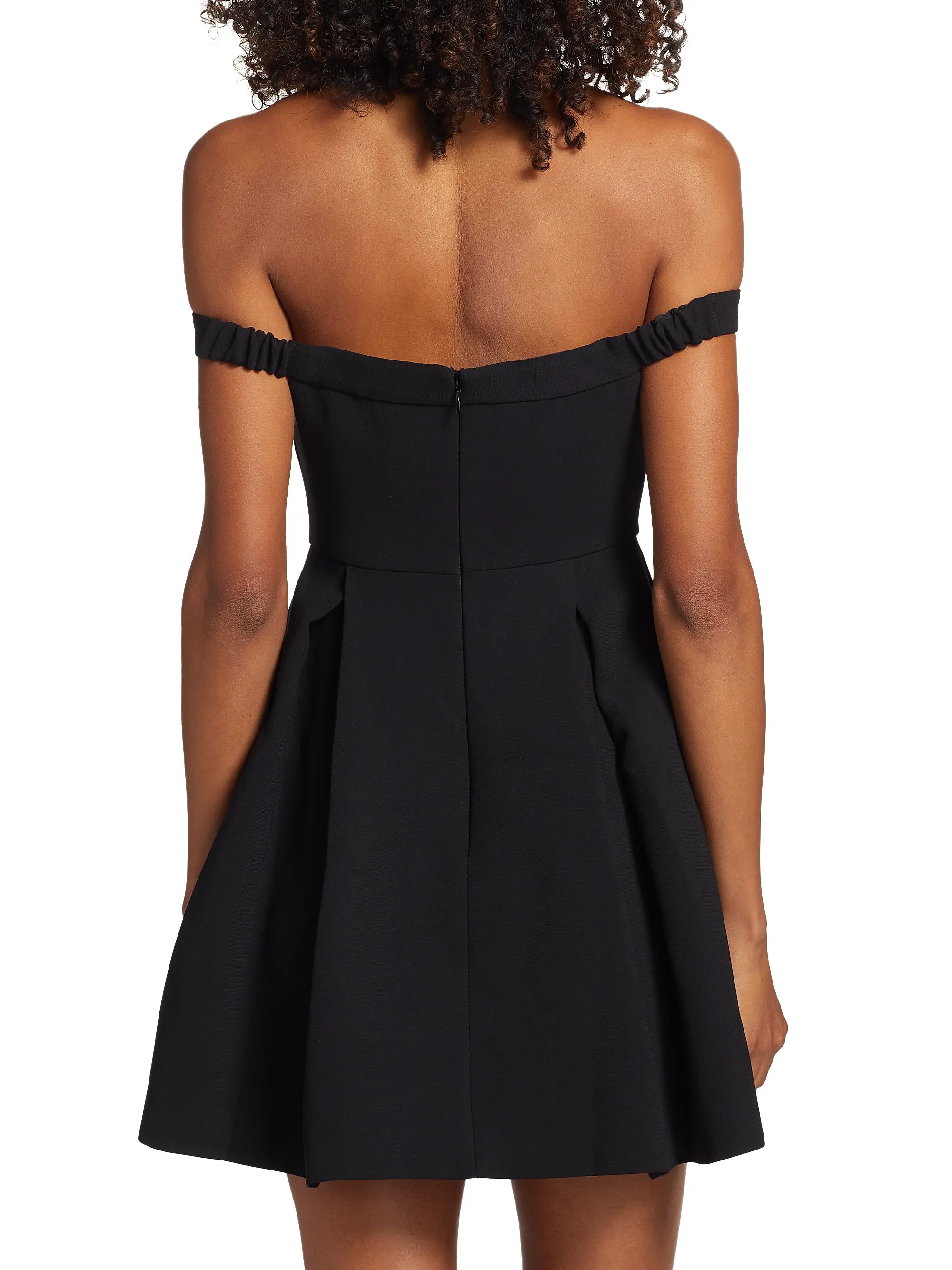 Diamanté Bow Crepe Off-the-Shoulder Mini Dress | Saks Fifth Avenue