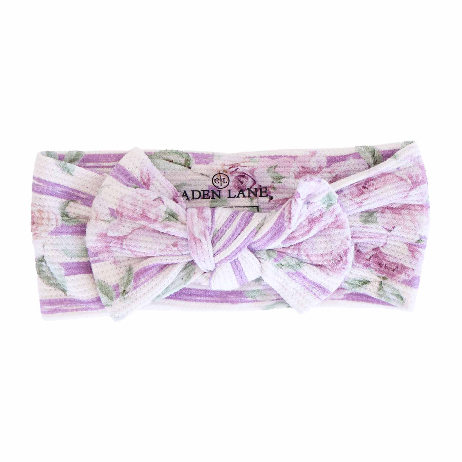 Lila's Lilacs Bamboo Waffle Knit Large Bow Headwrap | Caden Lane
