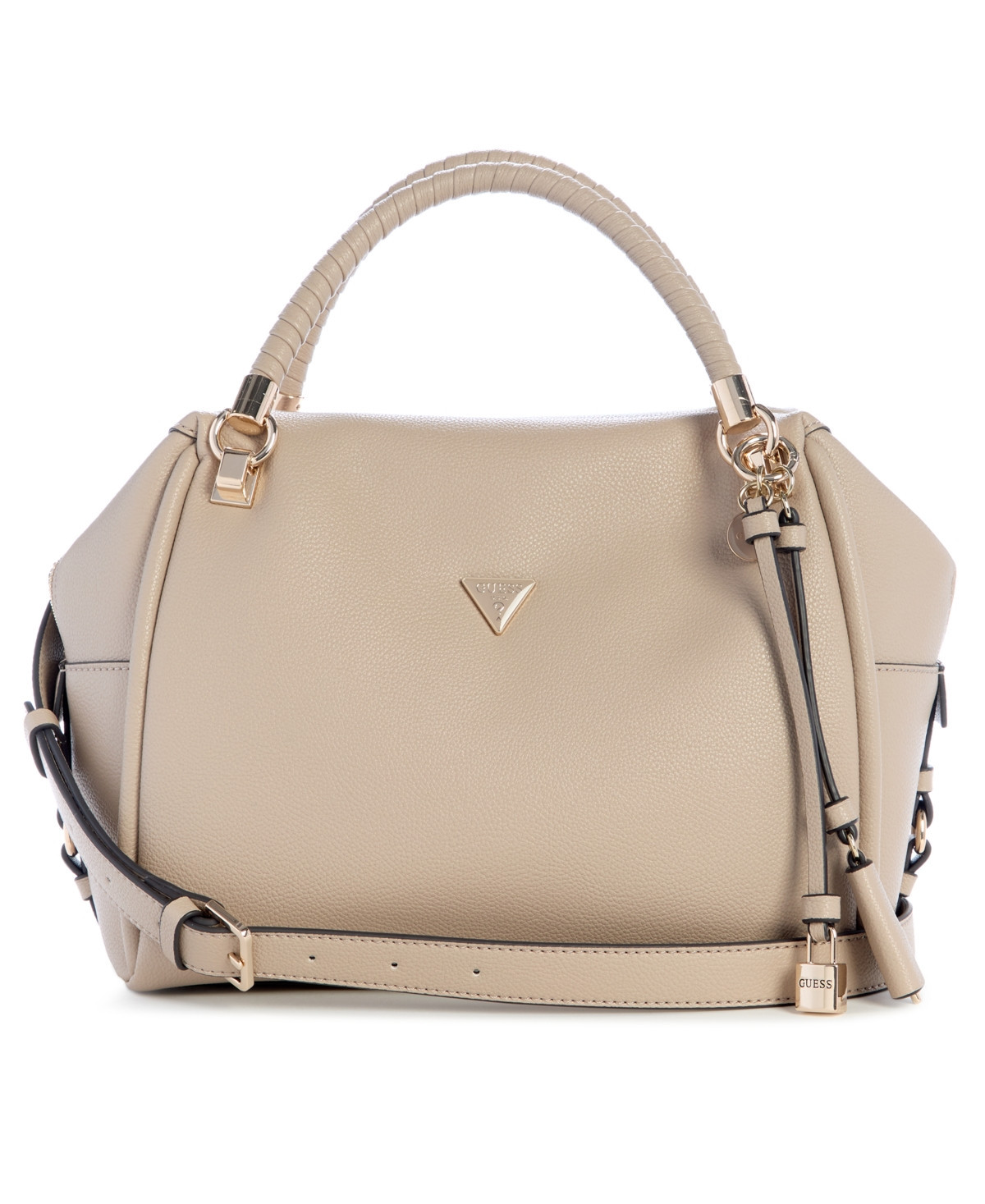 Guess Danya Top-Zip Large Satchel Bag - Beige | Macy's