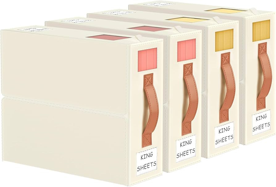 Aokeyee Foldable Bed Sheet Organizers and Storage - 4 Pack(Queen or King Size) Sheet Set Organize... | Amazon (US)