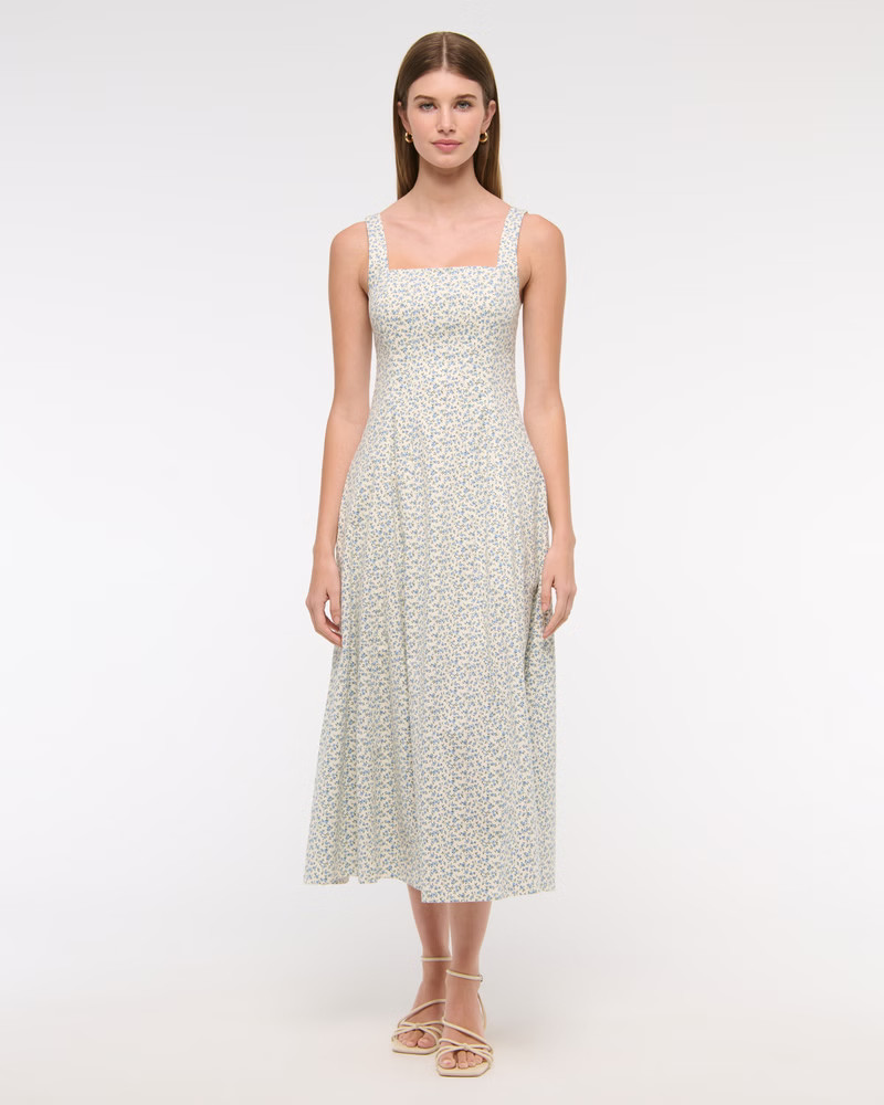 The A&F Mila Stretch Midi Dress | Abercrombie & Fitch (US)