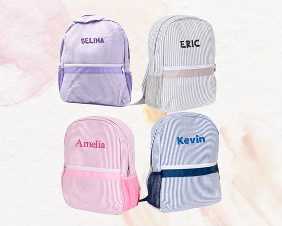 Personalized Kids' Backpack Seersucker Preppy Backpack - Etsy | Etsy (US)