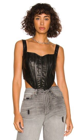 Faux Leather Corset Bustier in Black | Revolve Clothing (Global)