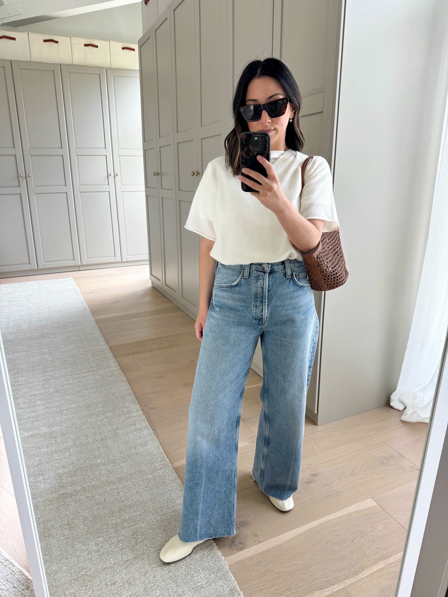 New petite denim that are so good!!! A relaxed style with a slight arc in the legs. Not a barrel tho. These will fit many petite ladies, but they were just a tiny bit log , so I cut them. 

Everlane tee medium
Jcrew cashmere tee medium
Agolde arc jeans 25
Reformation flats 5
Madewell bag
Dorsey James necklace 15”
Electric picks earrings.

Summer outfits, petite style

#LTKootd #LTKmomlife #LTKPetite