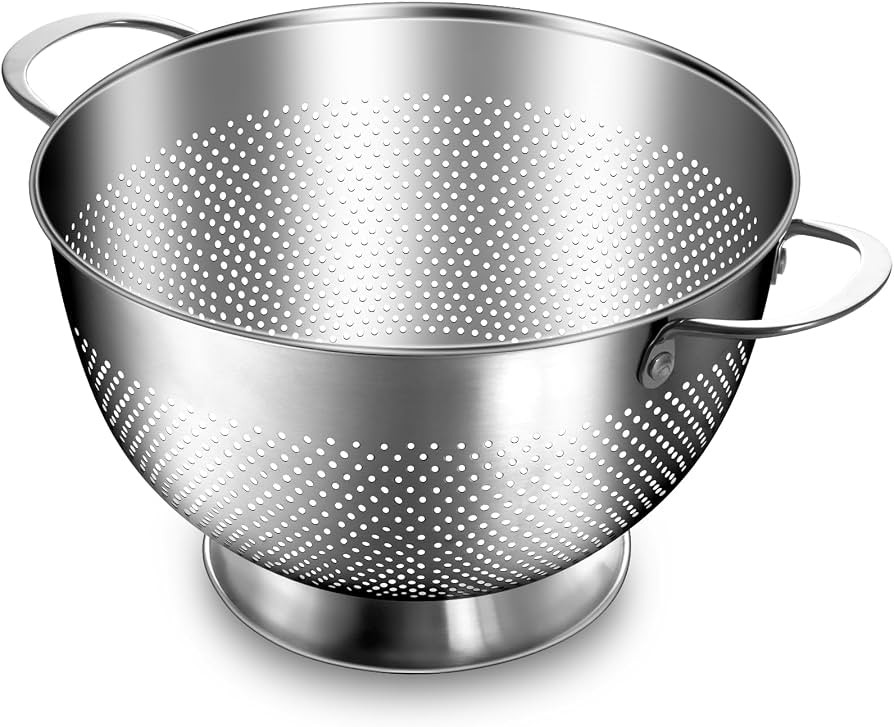 Stainless Steel Colander for Kitchen | 5 Quart Durable Rice and Pasta Strainer with Handle | Over... | Amazon (US)