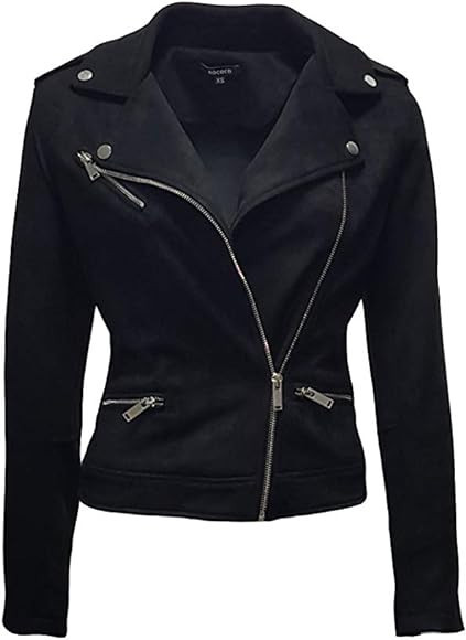 ODCOCD Faux Suede Jacket for Women Long Sleeve Zipper Up Casual Outwear | Amazon (US)