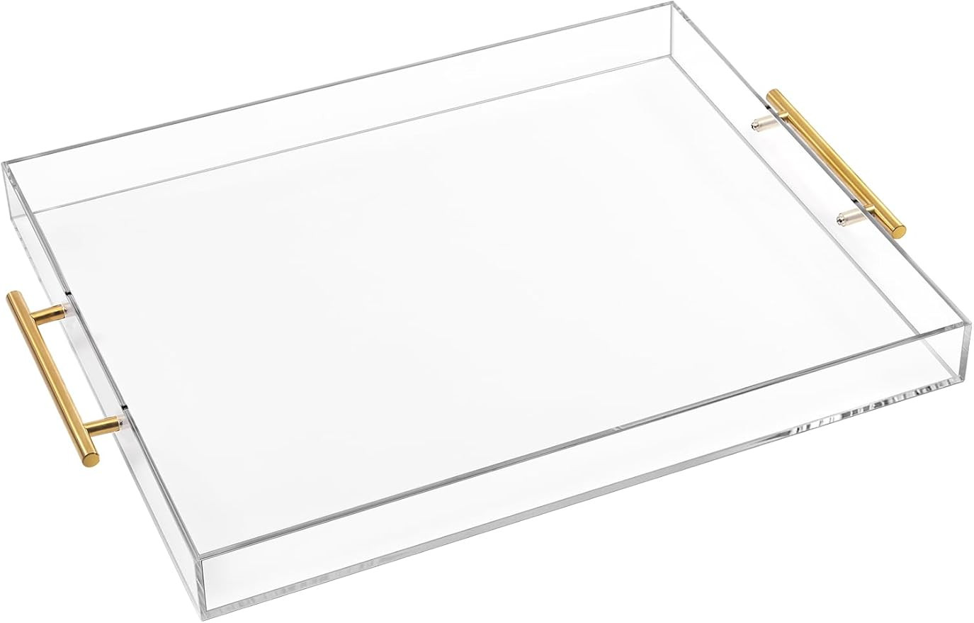 Large Clear Acrylic Serving Tray (16×18 Inches) with Gold Handles Spill Proof Acrylic Decorative... | Amazon (US)
