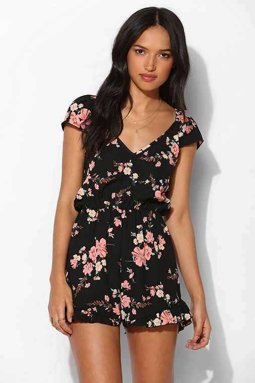 Pins And Needles Silky Flutter-Short Romper | Urban Outfitters US