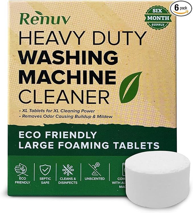 Renuv Washing Machine Cleaner Descaler For Front Load, Top Load or HE, Slow Dissolving Huge 40g E... | Amazon (US)