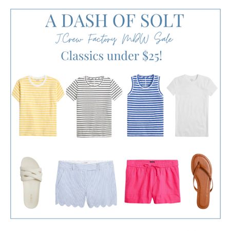 Classic pieces on sale for under $25 at J.Crew Factory!! 

Memorial Day sales, Memorial Day, summer staples, summer styles, summer style, seersucker, linen, shorts, stripes, striped tee, sandals, blue and white style, preppy style, preppy, preppy fashion, J.Crew, J.Crew Factory 

#LTKsalealert #LTKSeasonal #LTKunder50