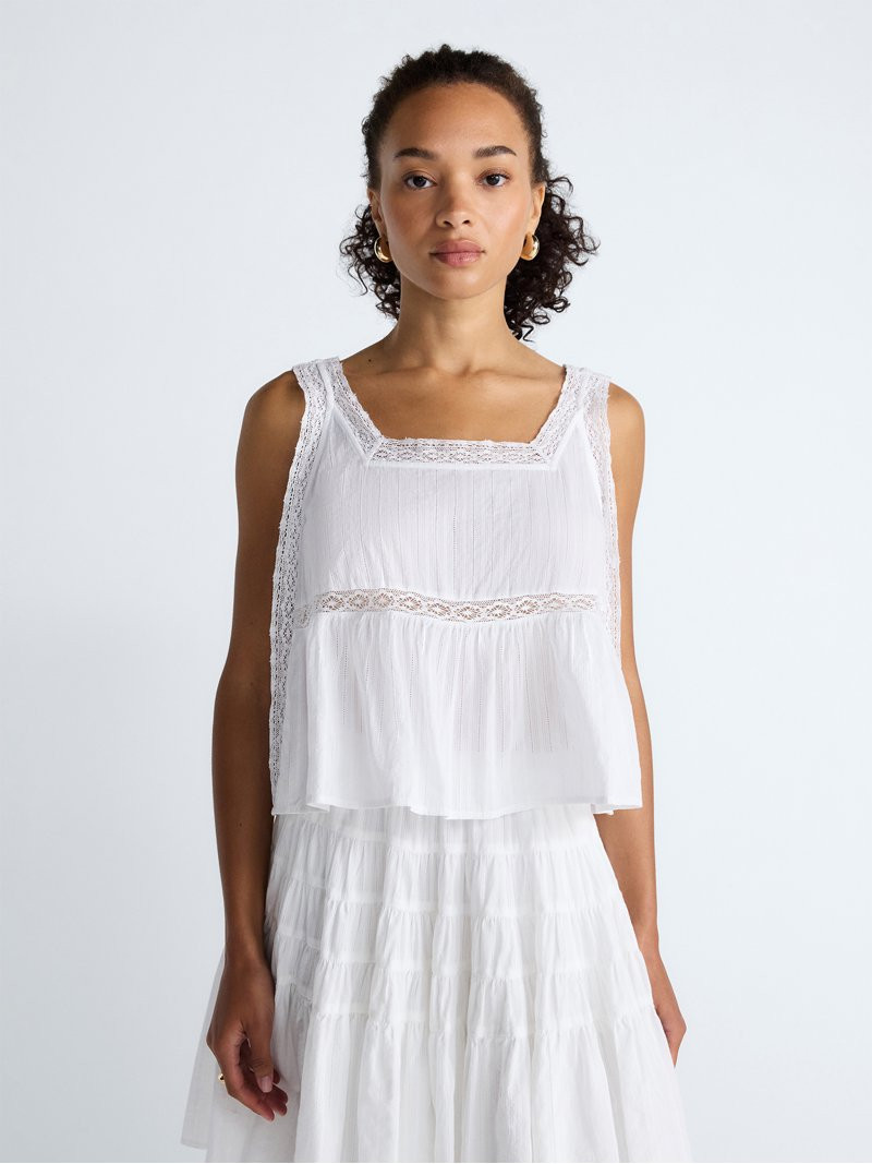 Scoop Women’s and Women’s Plus Cropped Lace Cotton Tank Top, Sizes XS-4X | Walmart (US)