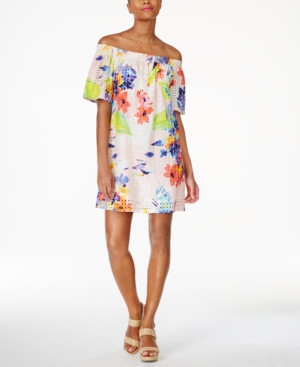 Trina Turk Savilla Cotton Off-The-Shoulder Shift Dress | Macys UK