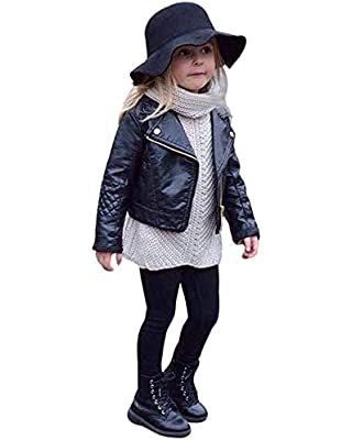 GLIGLITTR Toddler Baby Boy Girl Motorcycle Faux Leather Jackets Coat Winter Outwear for 1-5Y | Amazon (US)