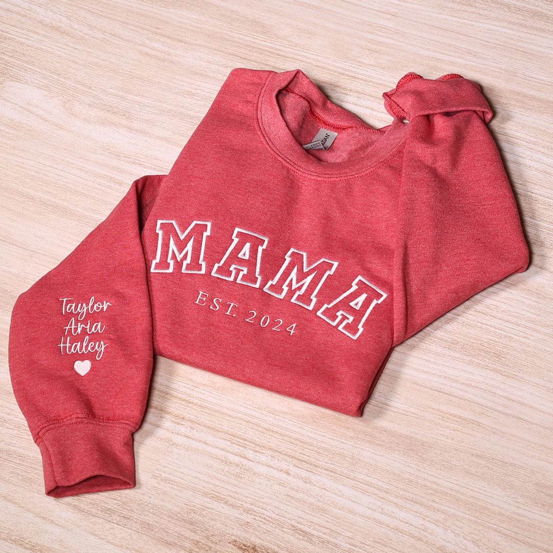 Custom Embroidered Mama Sweatshirt, Personalized Mom Hoodie With Names, New Mama Outfit, Pregnanc... | Etsy (US)