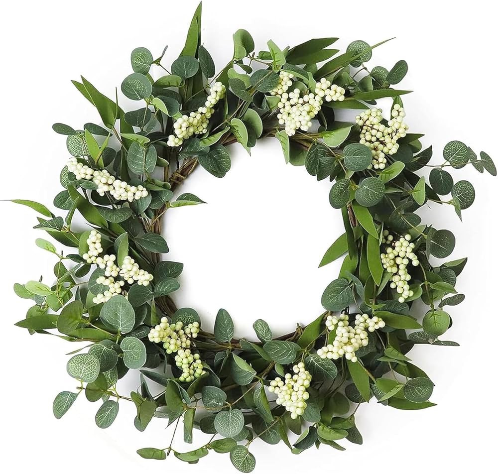RNFENQS Green Eucalyptus Wreath for Front Door, 21 Inch Artificial Eucalyptus Leaves with Berries... | Amazon (CA)