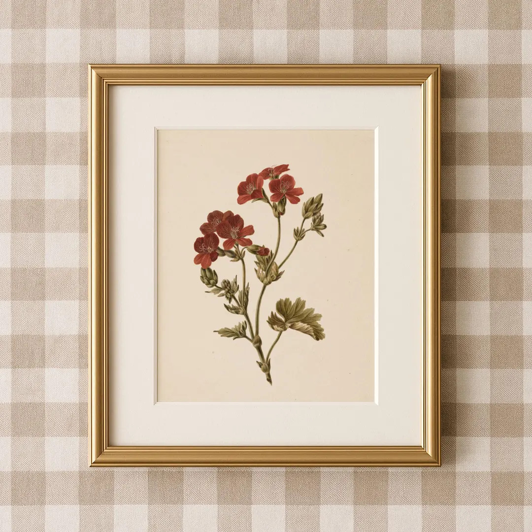 Vintage Red Geranium Flower Print | Victorian Botanical Wall Art | Rustic Floral Decor | Antique ... | Etsy (US)