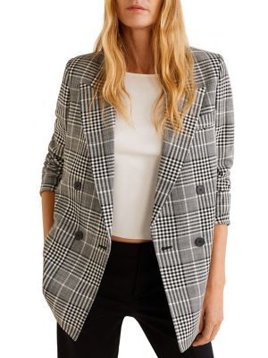 Double-Breasted Checked Blazer | The Bay