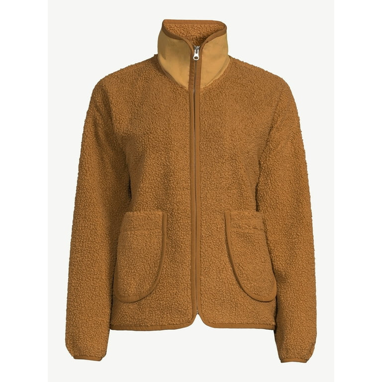Free Assembly Women's Patch Pocket Mixy Teddy Fleece Jacket, Sizes XS-XXL | Walmart (US)