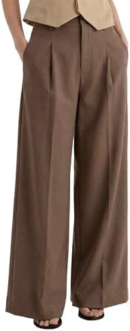 Arach&Cloz Womens Linen Blend Wide Leg Palazzo Pants All-Season Business Casual Outfits Dress Tro... | Amazon (US)