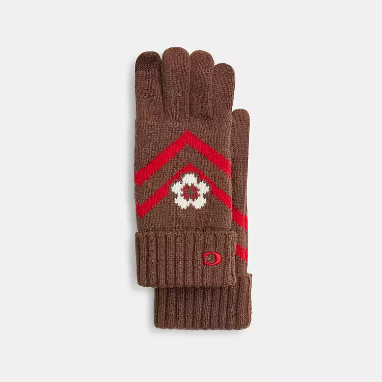 Fair Isle Print Knit Gloves | Coach Outlet US