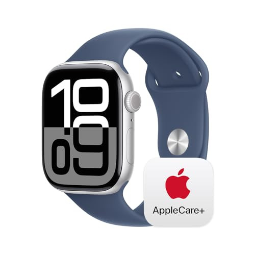 Apple Watch Series 10 [GPS + Cellular 46mm] with Silver Aluminium Case with Denim Sport Band - S/M. Fitness Tracker, ECG App, Always-On Retina Display, Water Resistant with AppleCare+ (2 Years) | Amazon (US)