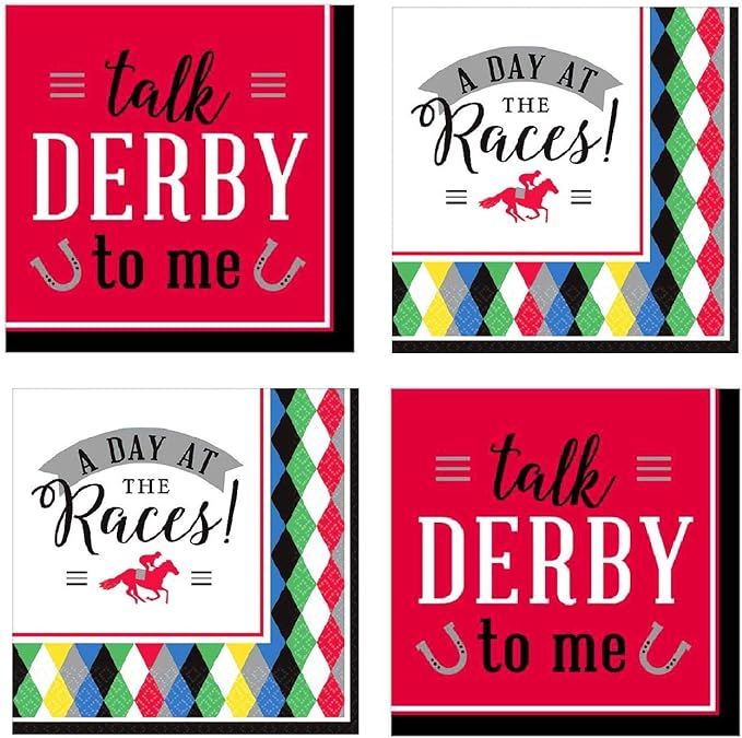 Kentucky Derby Party Supplies Horse Race Cocktail Beverage Napkins 32 Count | Amazon (US)