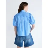 Free Assembly Women's Cotton Bow Blouse with Short Puff Sleeves, Sizes XS-XXL | Walmart (US)