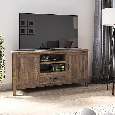 BELLEZE Modern 60 Inch Farmhouse TV Stand or Entertainment Center for TVs Up to 65 Inches, Sidebo... | Amazon (US)