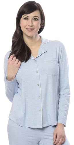 Lusome Pajama Tops for Women, Cooling Sleep Shirt for Hot Flash Relief and Night Sweats, Cooling PJs for Hot Sleepers, Denim Mix L | Amazon (US)