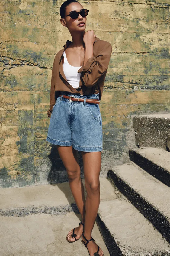 BELTED BAGGY BERMUDA SHORTS | Zara UK